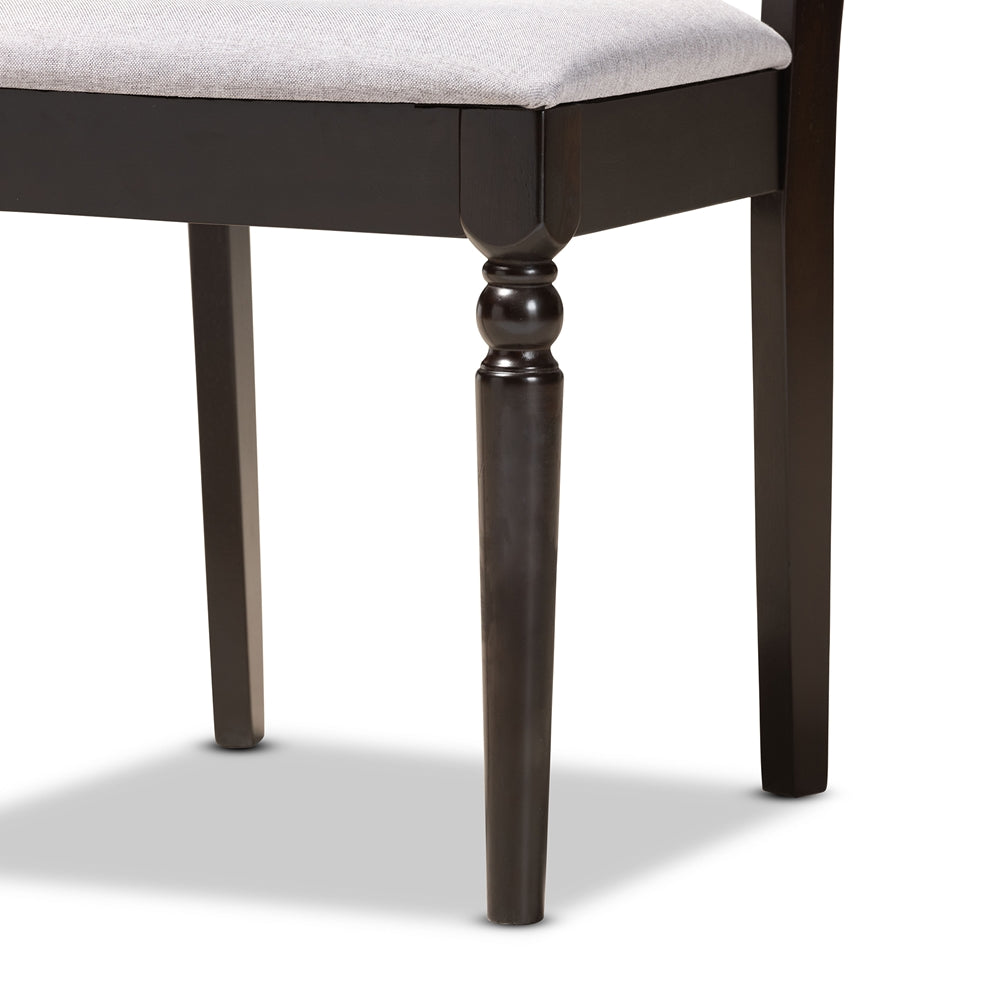 Alma Modern and Contemporary Grey Fabric Upholstered and Dark Brown Finished Wood 5-Piece Dining Set