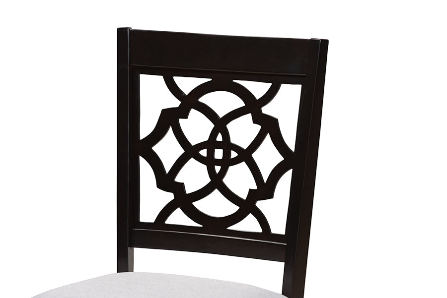 Renaud Modern and Contemporary Grey Fabric Upholstered Espresso Brown Finished Wood Dining Chair Set of 4