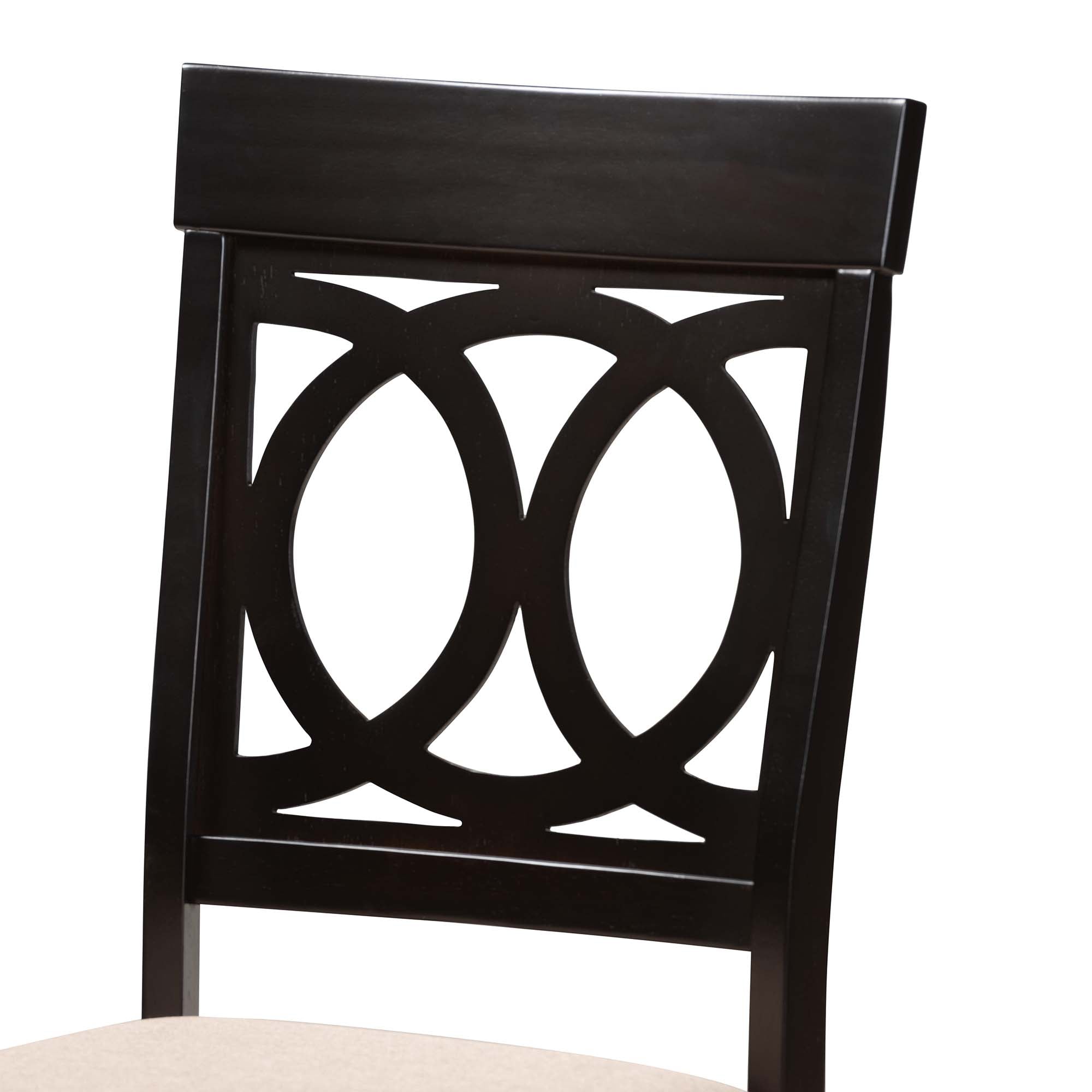 Estelle Modern Beige Fabric and Dark Brown Finished Wood 5-Piece Dining Set