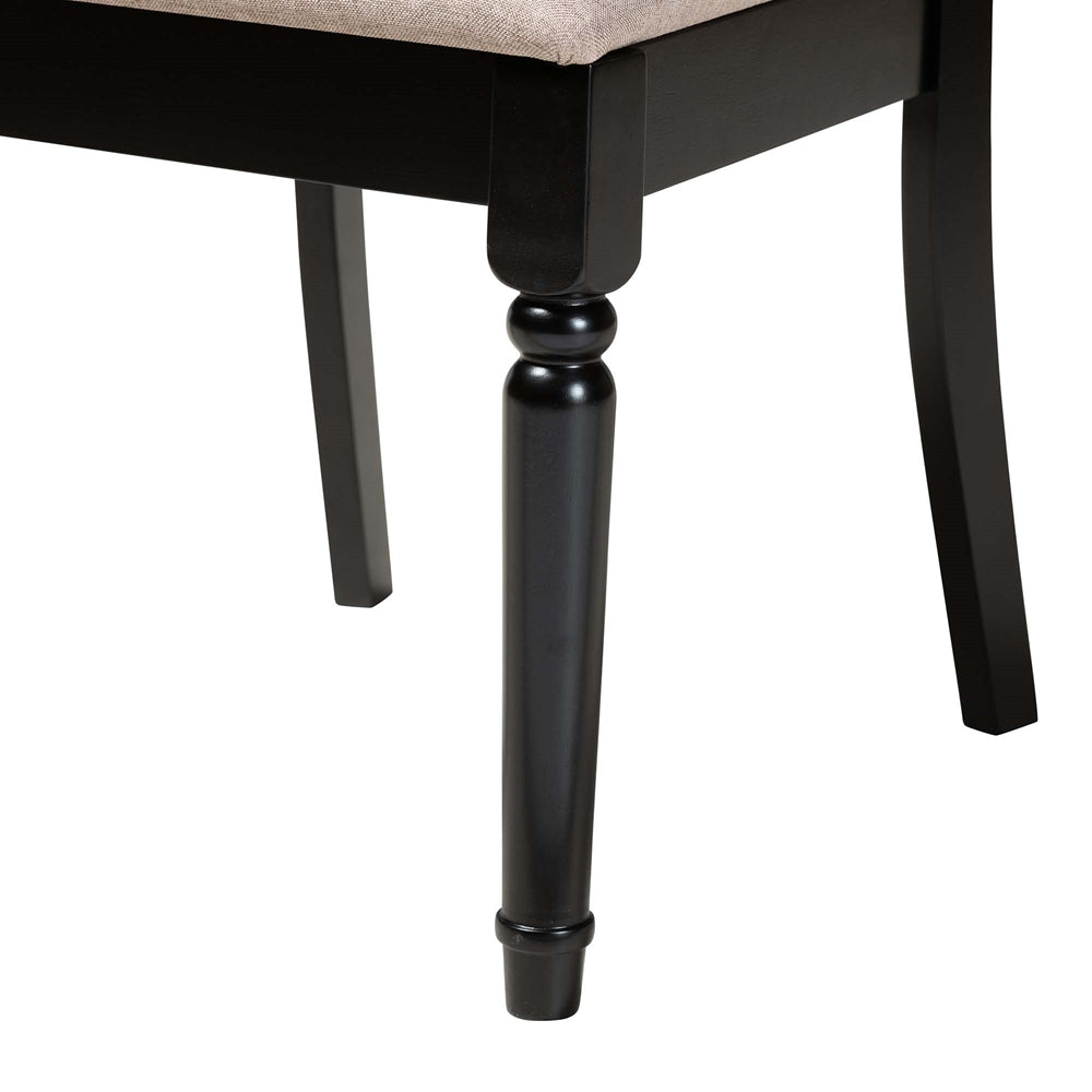 Estelle Modern Beige Fabric and Dark Brown Finished Wood 5-Piece Dining Set