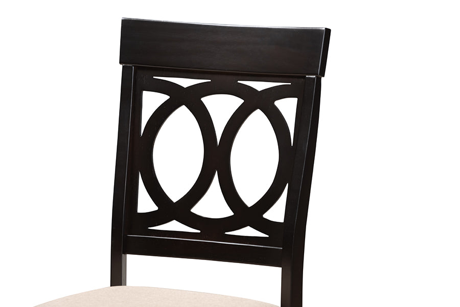 Lucie Modern and Contemporary Sand Fabric Upholstered Espresso Brown Finished Wood Dining Chair Set of 4