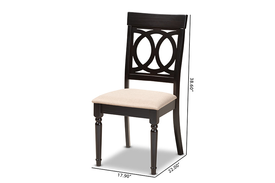 Lucie Modern and Contemporary Sand Fabric Upholstered Espresso Brown Finished Wood Dining Chair Set of 4