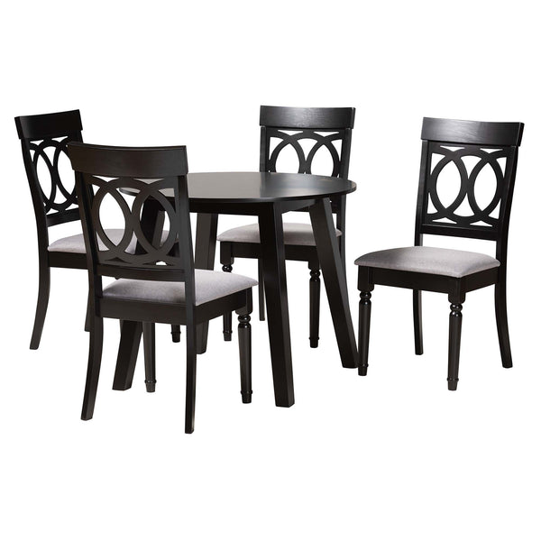 Charlottle Modern Grey Fabric and Dark Brown Finished Wood 5-Piece Dining Set