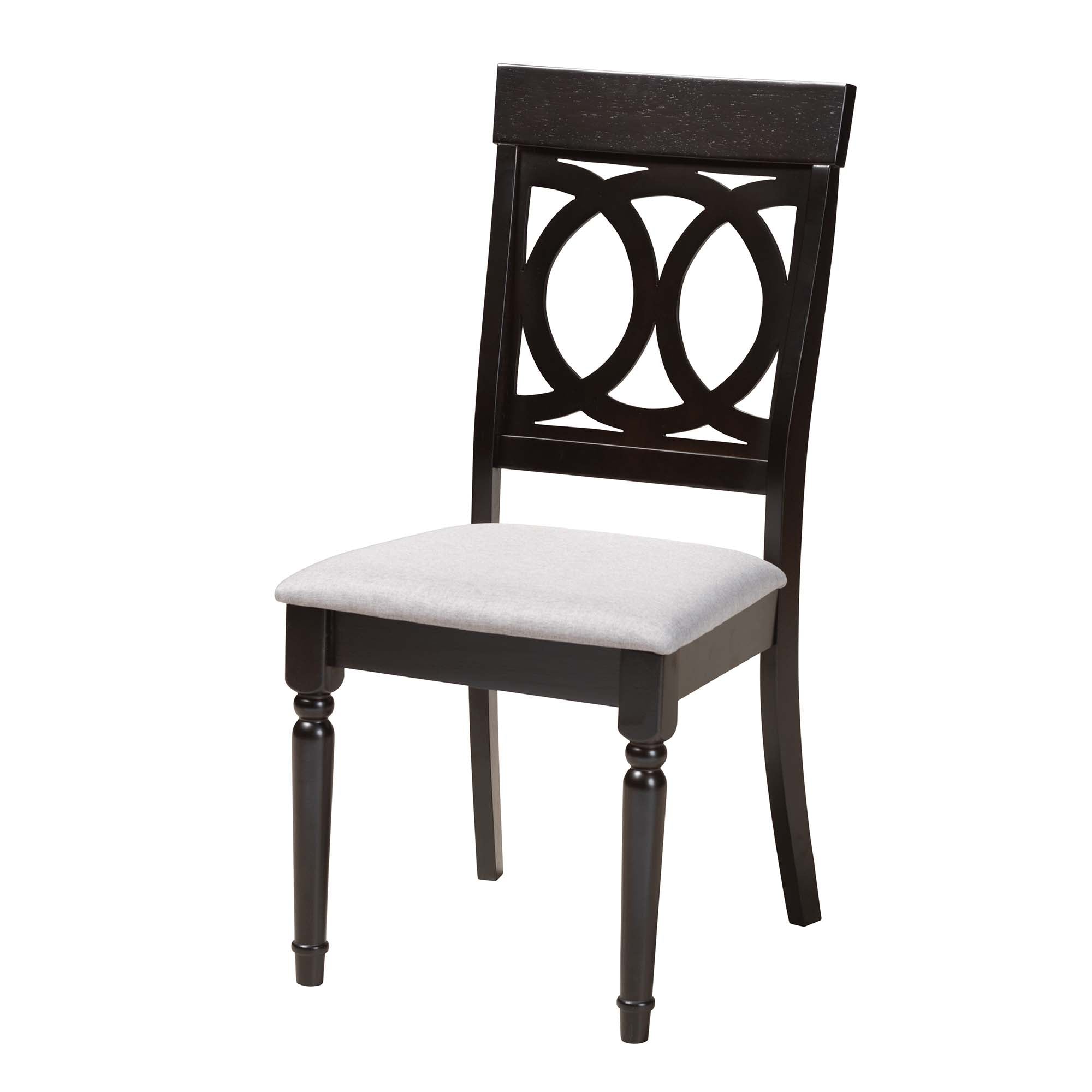 Estelle Modern Grey Fabric and Dark Brown Finished Wood 5-Piece Dining Set