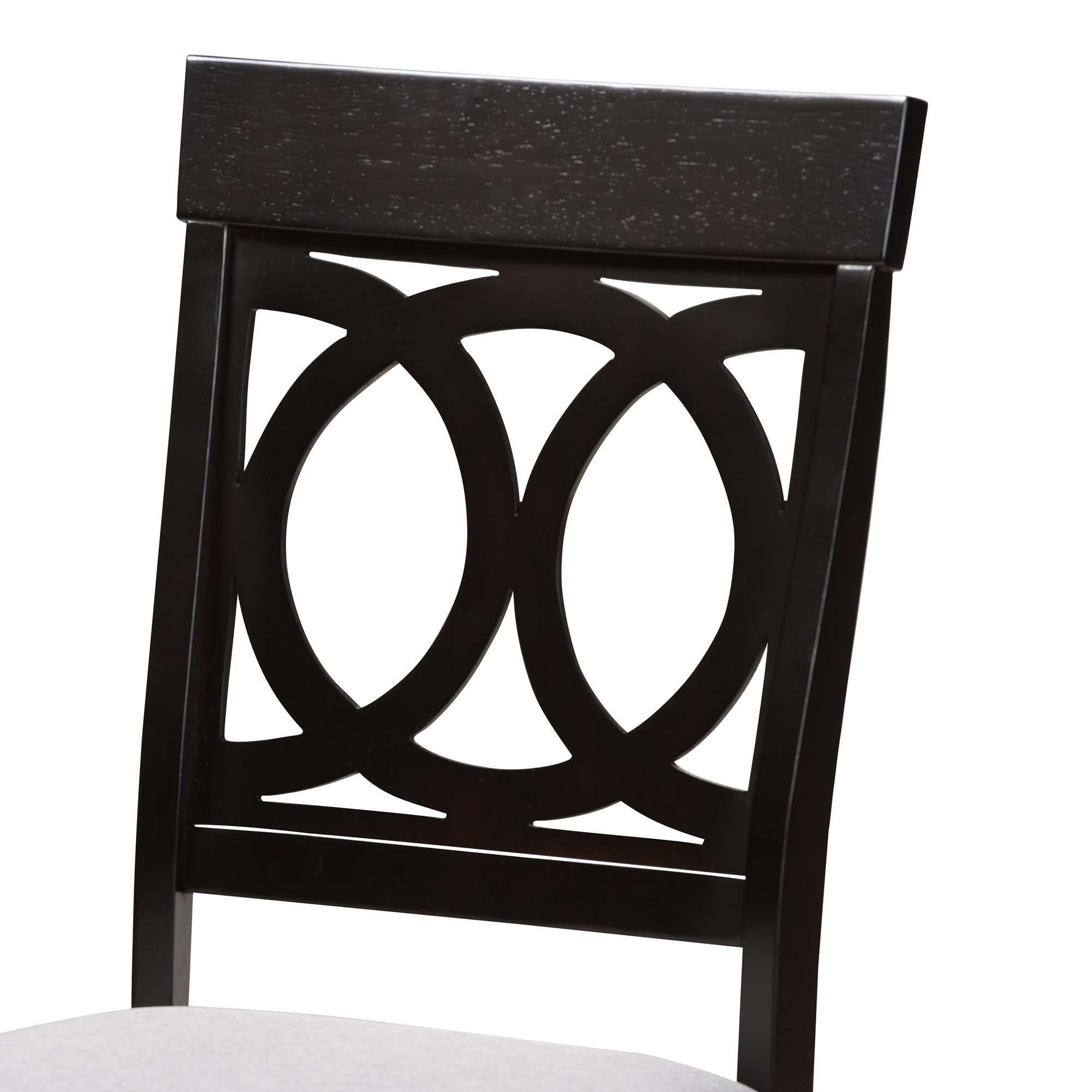 Estelle Modern Grey Fabric and Dark Brown Finished Wood 5-Piece Dining Set