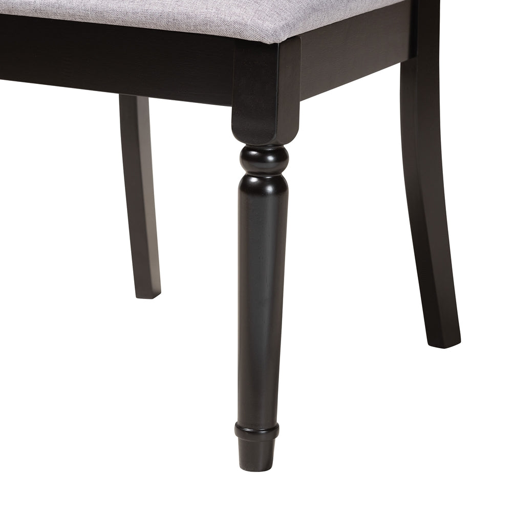 Velia Modern Grey Fabric and Dark Brown Finished Wood 5-Piece Dining Set
