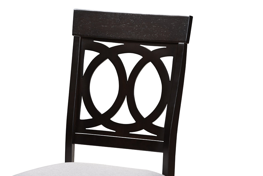 Lucie Modern and Contemporary Grey Fabric Upholstered Espresso Brown Finished Wood Dining Chair Set of 4
