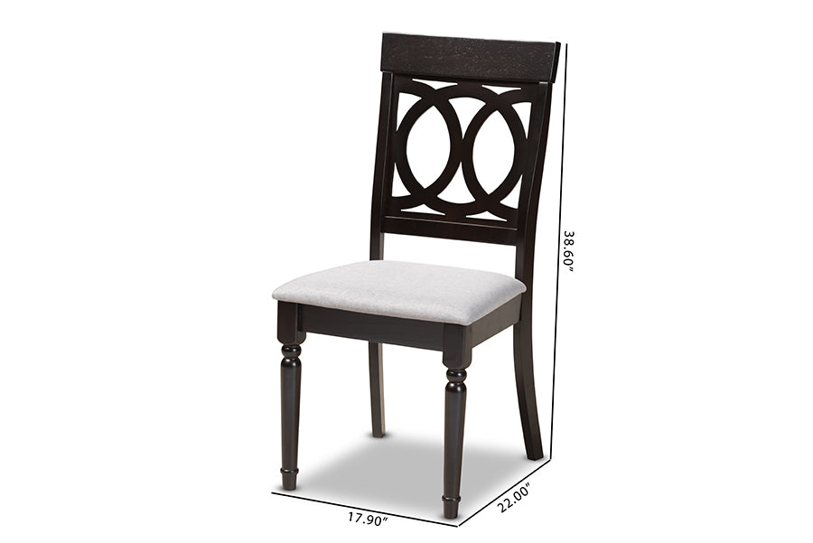 Lucie Modern and Contemporary Grey Fabric Upholstered Espresso Brown Finished Wood Dining Chair Set of 4