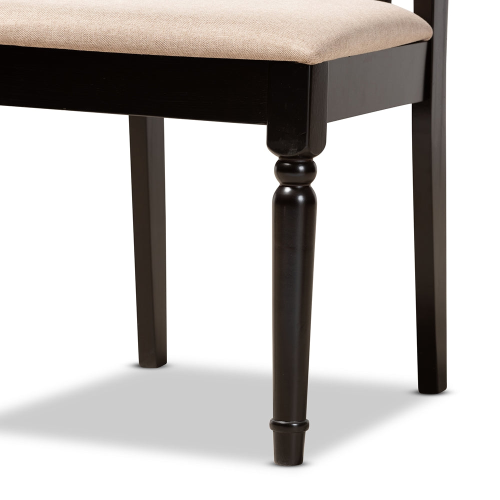 Julie Modern and Contemporary Sand Fabric Upholstered and Dark Brown Finished Wood 5-Piece Dining Set