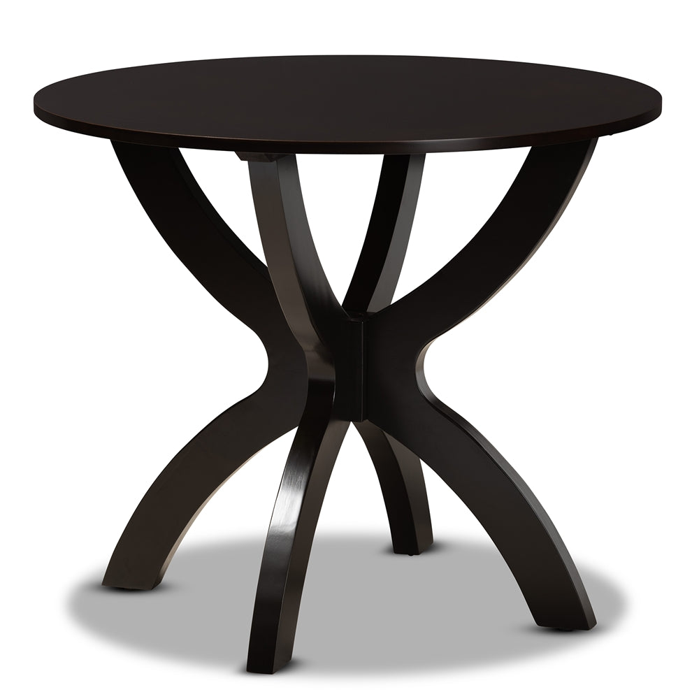 Mona Modern and Contemporary Grey Fabric Upholstered and Dark Brown Finished Wood 5-Piece Dining Set
