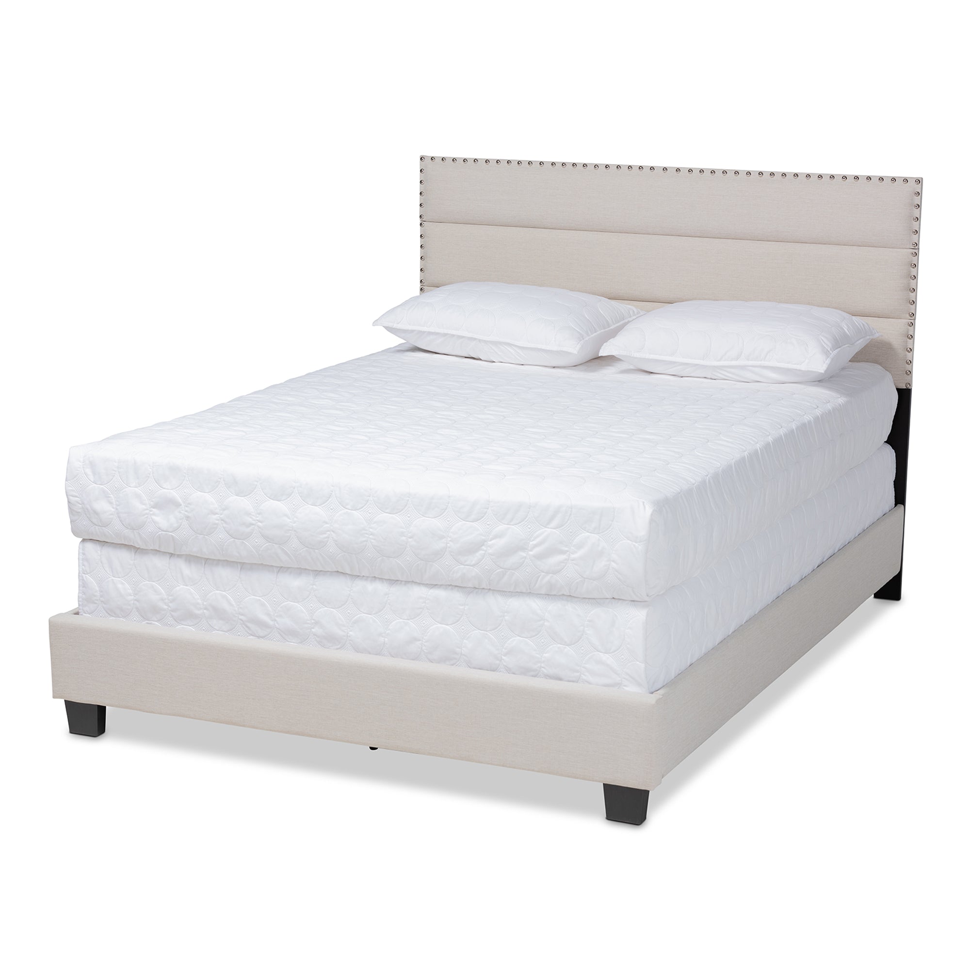 Ansa Modern and Contemporary Beige Fabric Upholstered Queen Size Bed