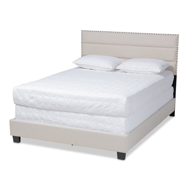 Ansa Modern and Contemporary Beige Fabric Upholstered Queen Size Bed