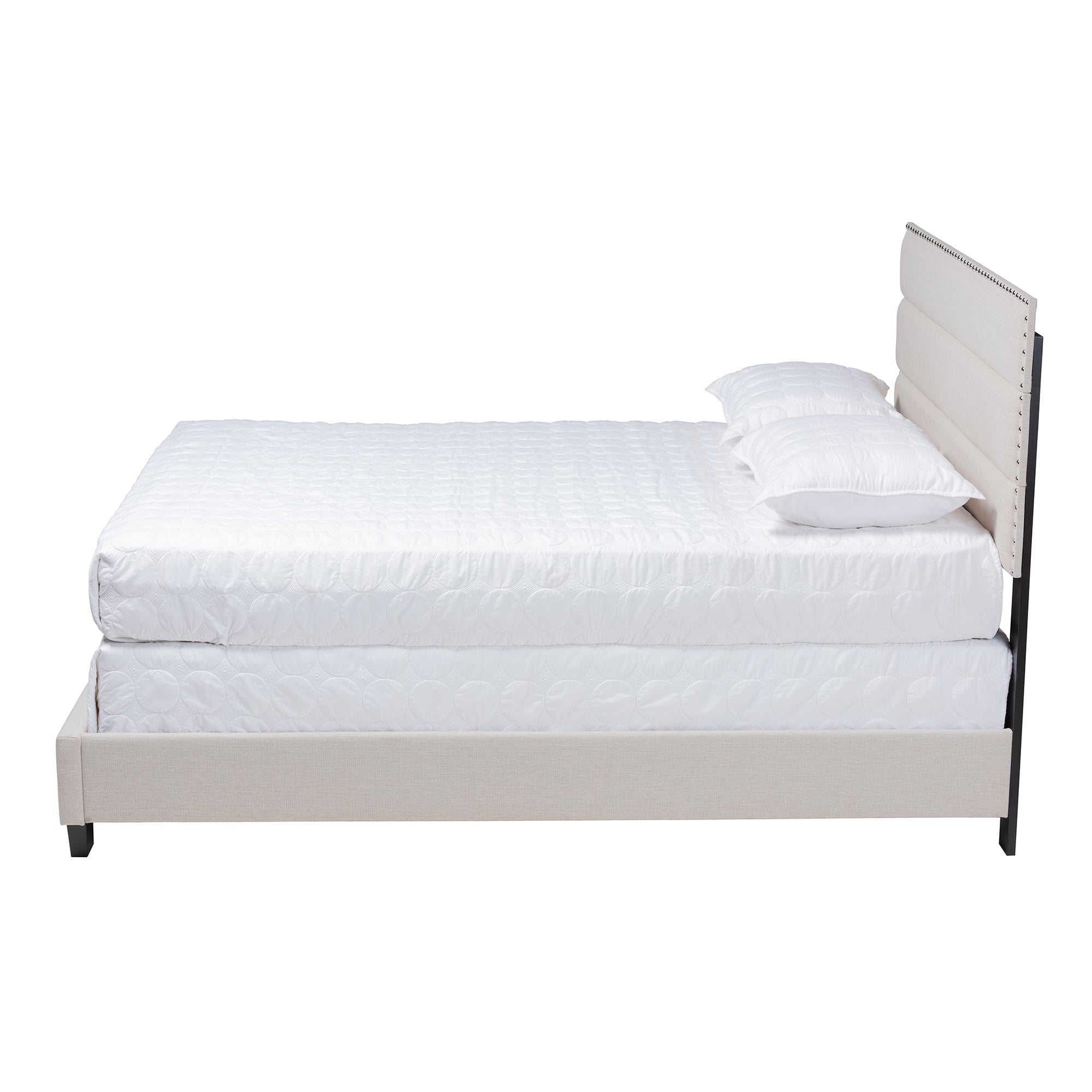 Ansa Modern and Contemporary Beige Fabric Upholstered Queen Size Bed