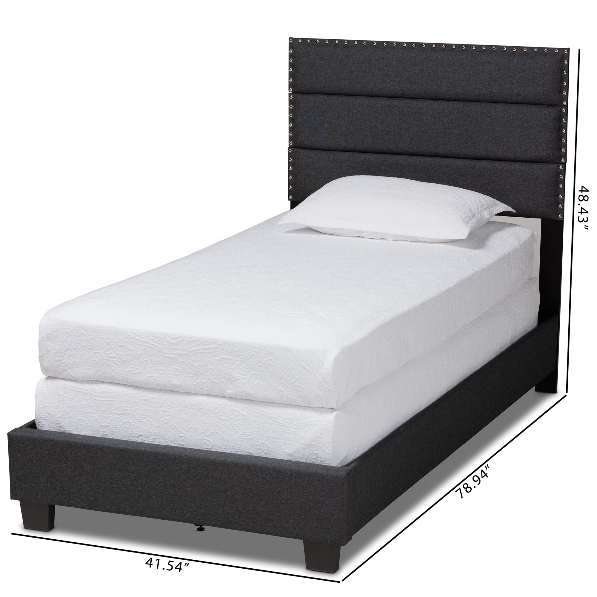 Ansa Modern and Contemporary Dark Grey Fabric Upholstered Twin Size Bed