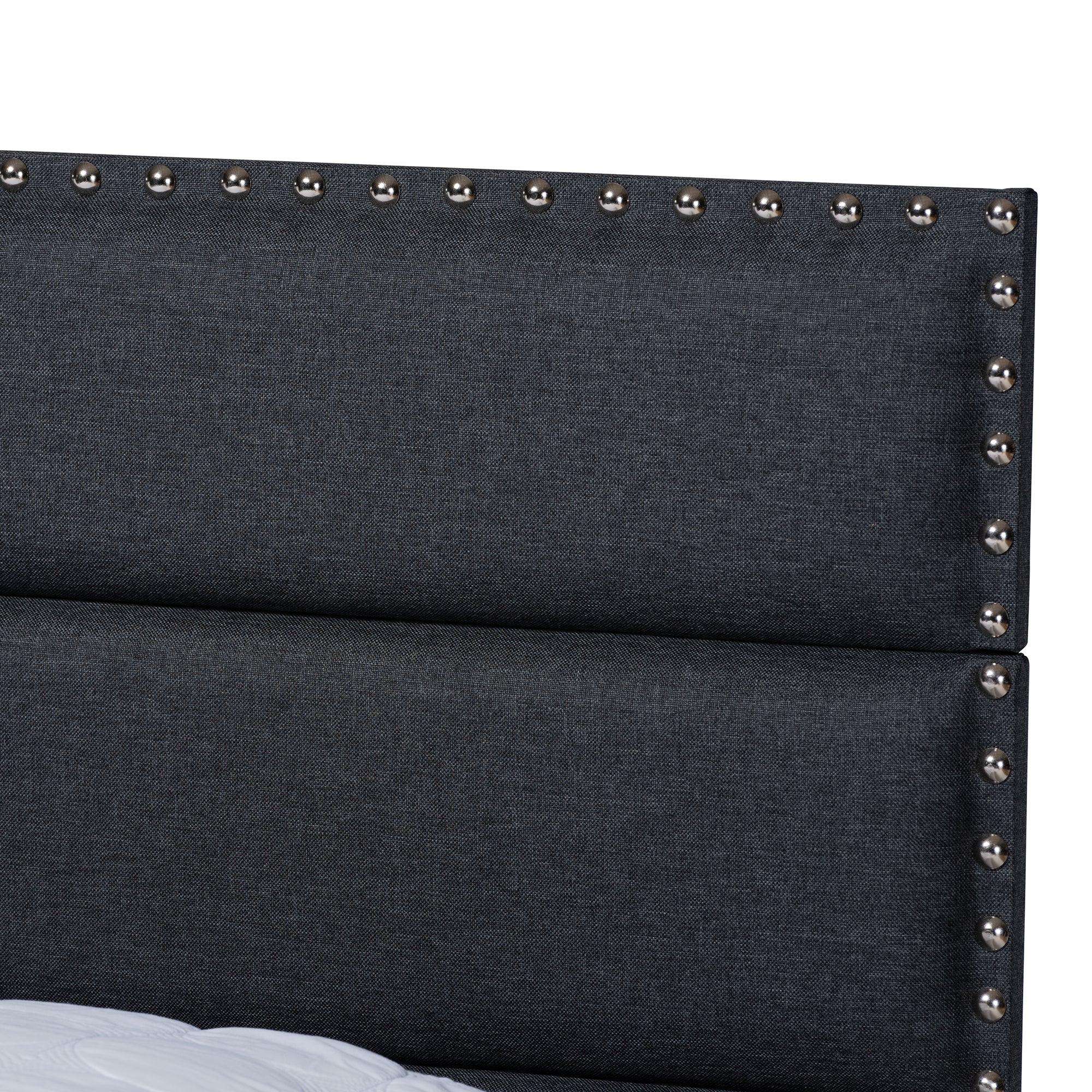 Ansa Modern and Contemporary Dark Grey Fabric Upholstered Queen Size Bed