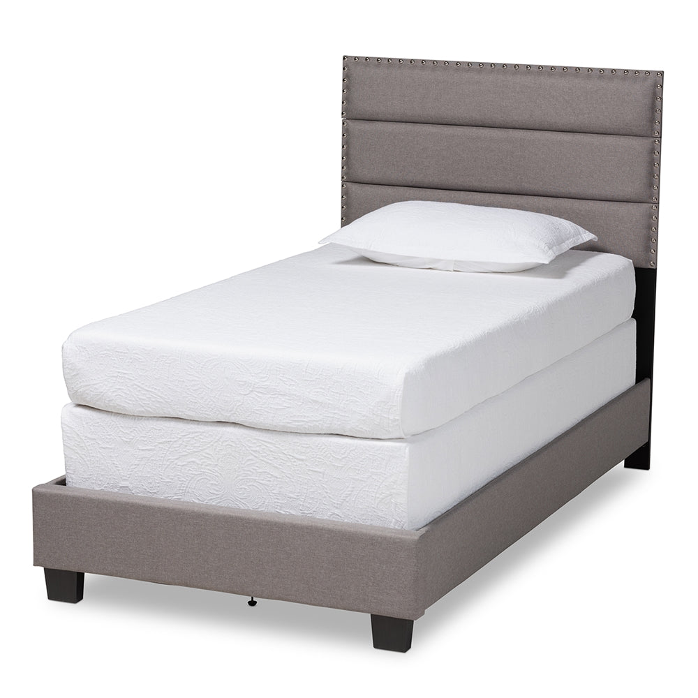 Ansa Beige Fabric Upholstered Twin Size Bed