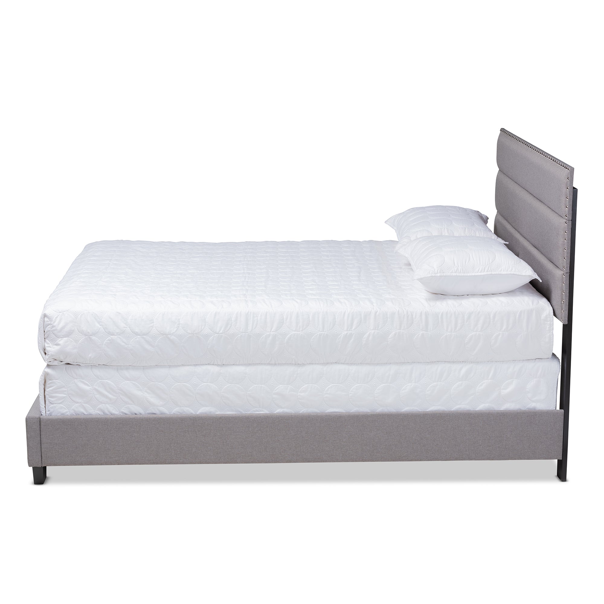 Ansa Grey Fabric Upholstered Queen Size Bed