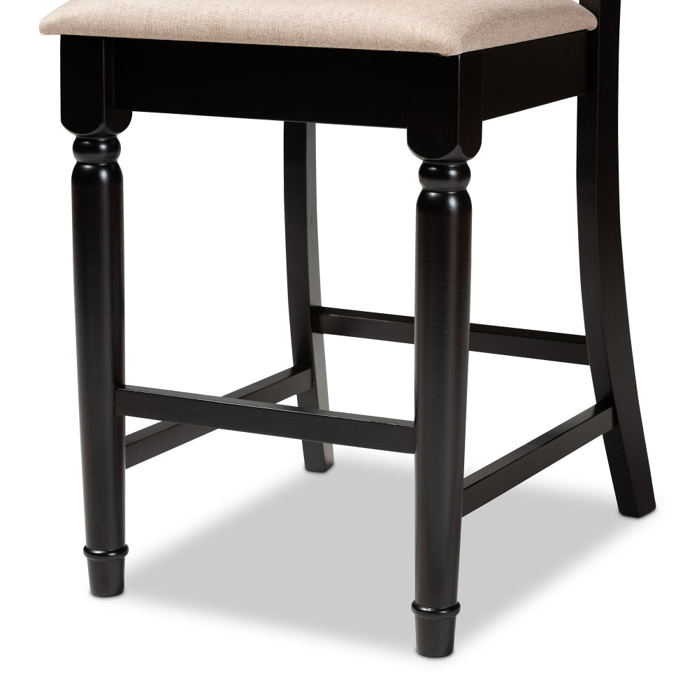 Verina Modern and Contemporary Sand Fabric Upholstered Espresso Brown Finished 2-Piece Wood Counter Stool Set of 4