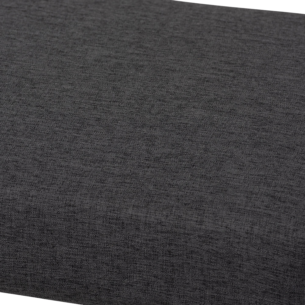 Rika Mid-Century Modern Dark Grey Fabric Upholstered Walnut Brown Finished Boomerang Bench