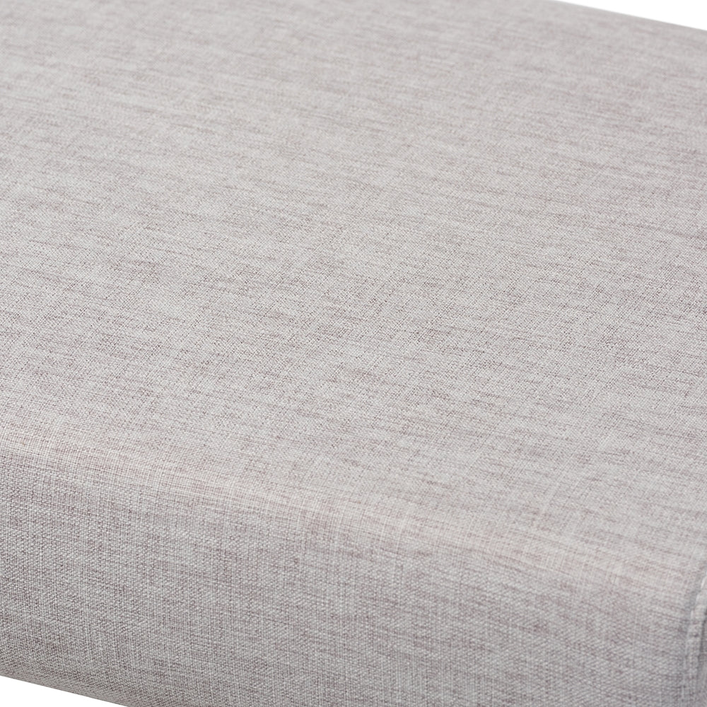 Rika Mid-Century Modern Greyish Beige Fabric Upholstered Walnut Brown Finished Boomerang Bench