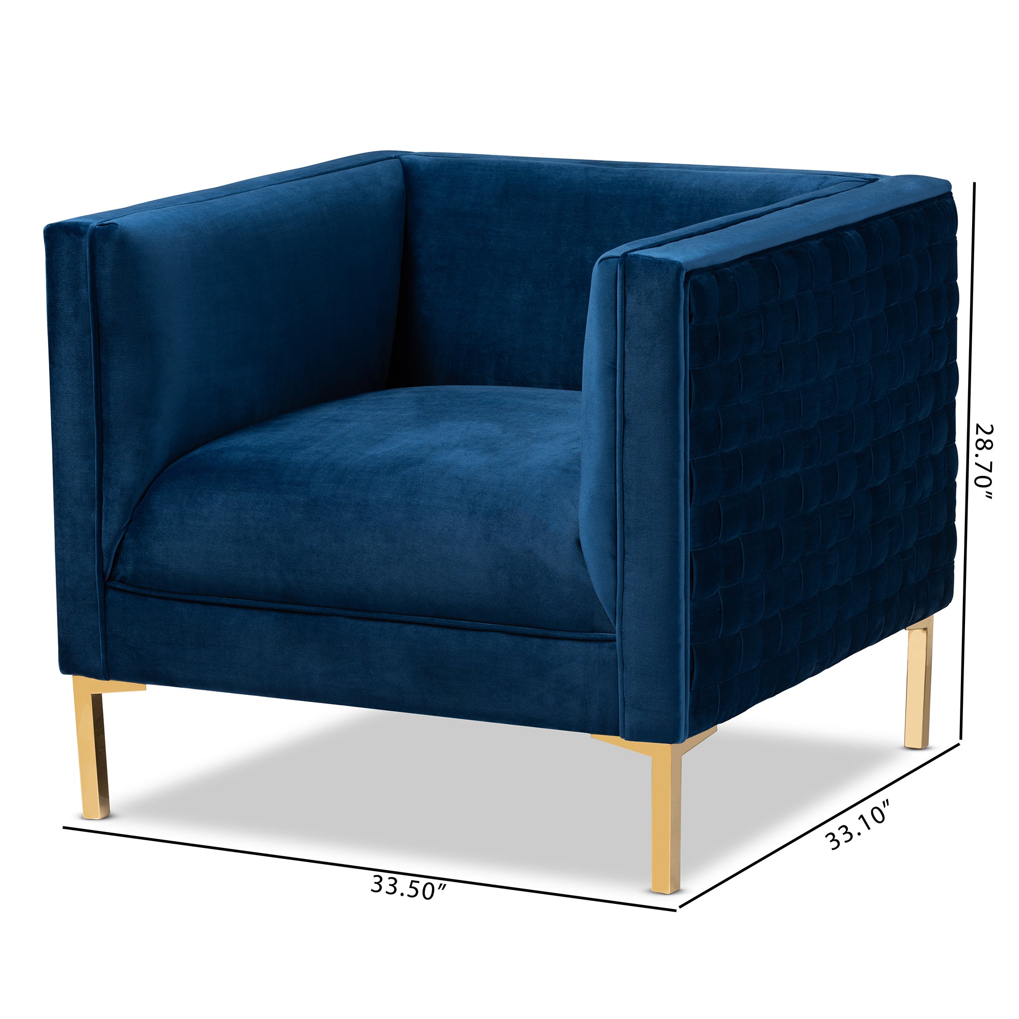Seraphin  and  Navy Blue Velvet Fabric Upholstered Gold Finished Armchair