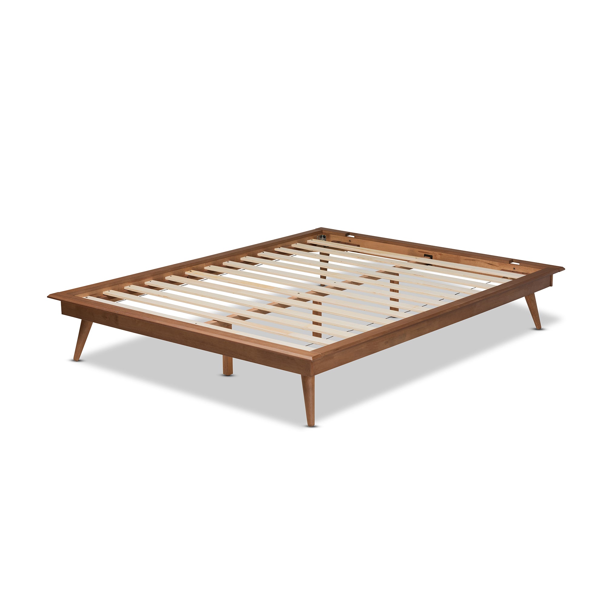 Karine Walnut Brown Finished Wood Queen Size Platform Bed Frame