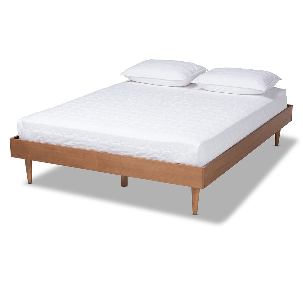 Rina Mid-Century Modern Ash Wanut Finished Queen Size Wood Bed Frame