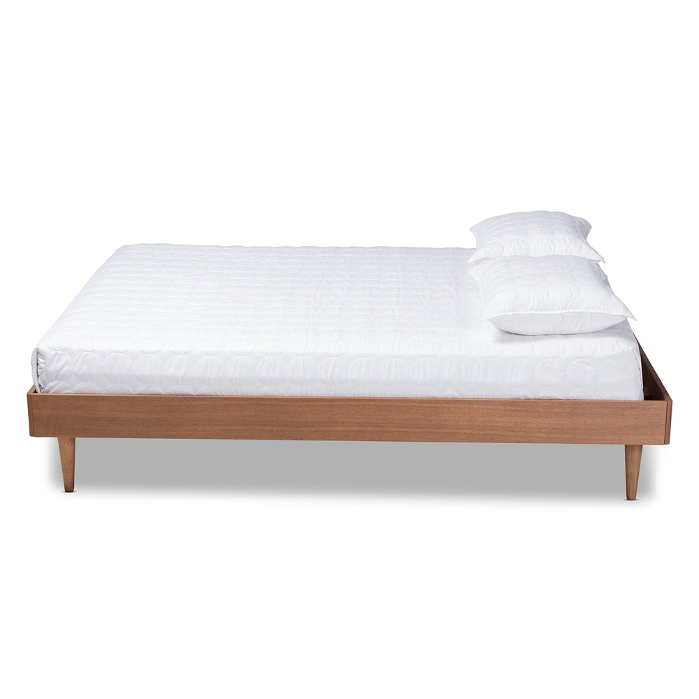 Rina Mid-Century Modern Ash Wanut Finished Queen Size Wood Bed Frame