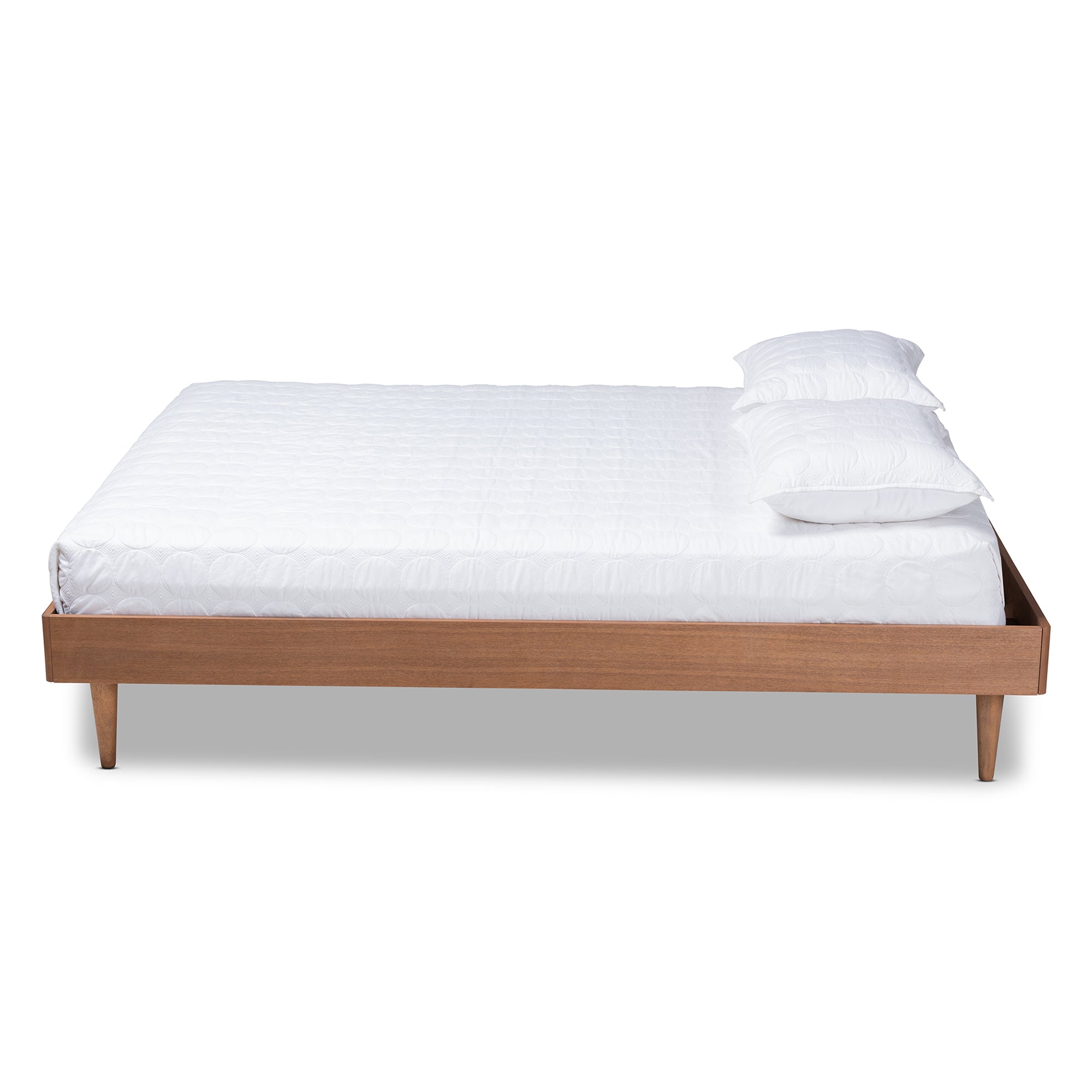 Rina Mid-Century Modern Ash Walnut Finished Full Size Wood Bed Frame