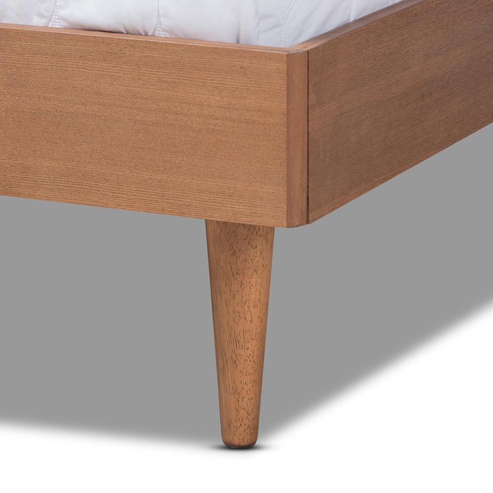 Rina Mid-Century Modern Ash Wanut Finished Queen Size Wood Bed Frame