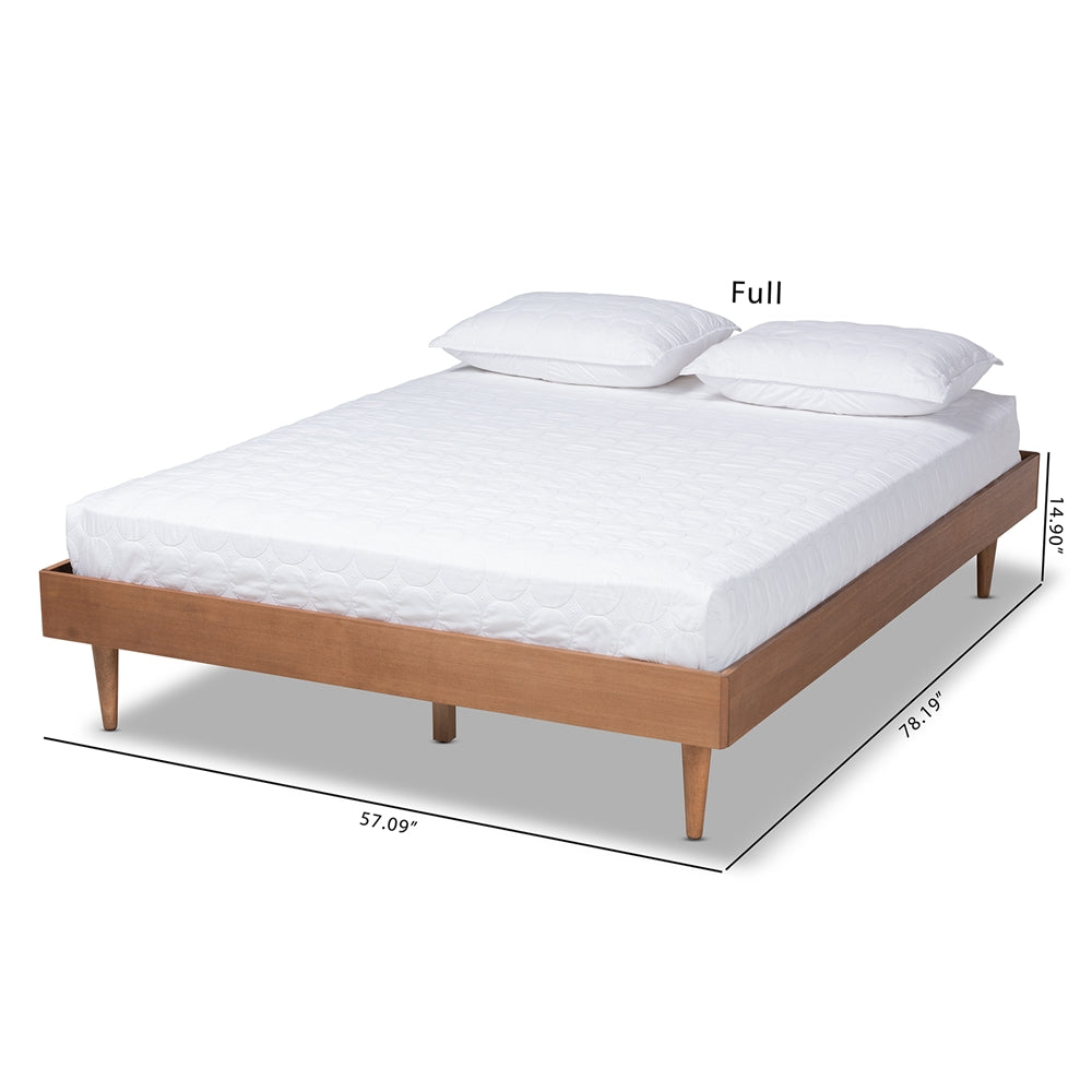 Rina Mid-Century Modern Ash Walnut Finished Full Size Wood Bed Frame