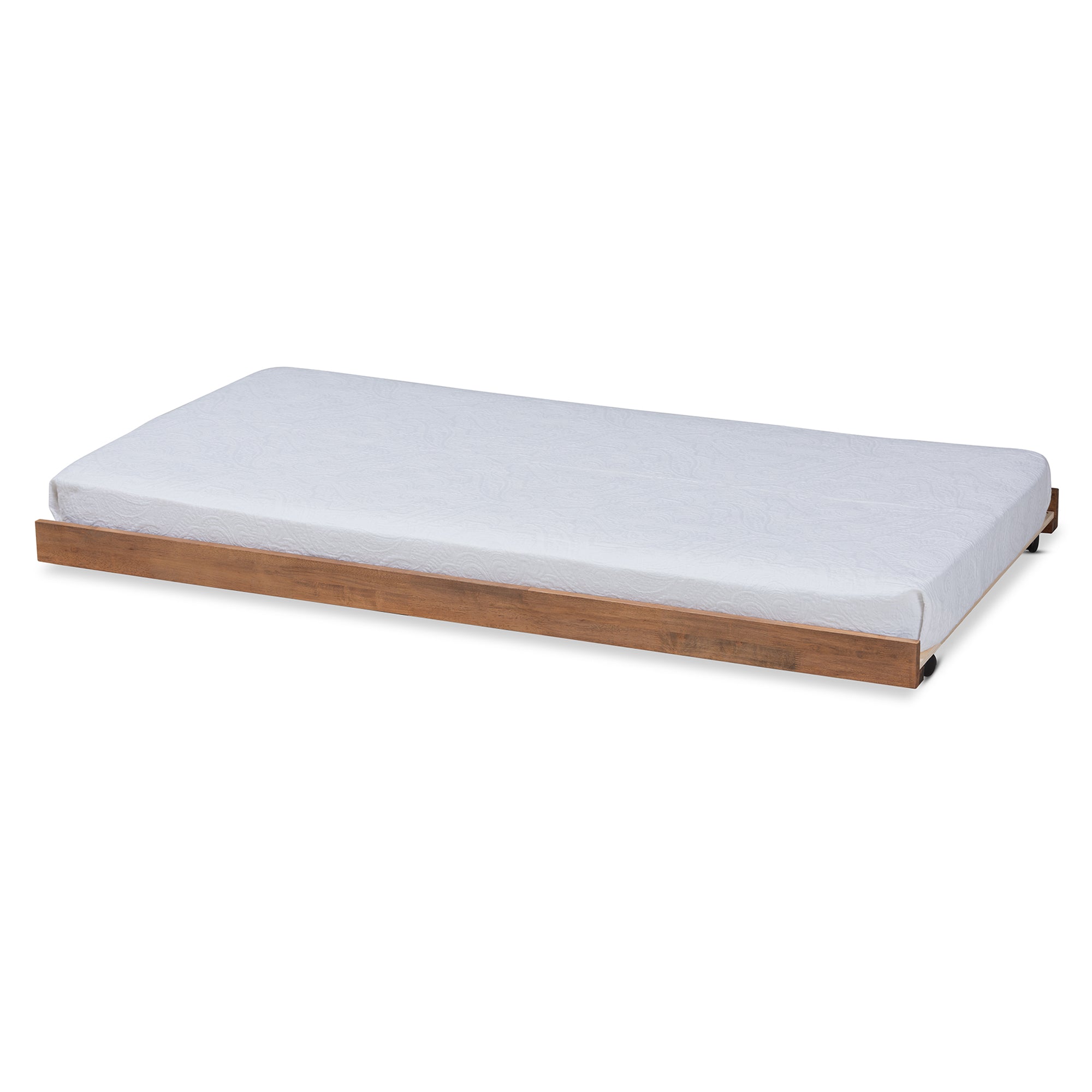 Veles Modern and Contemporary Ash Walnut Finished Twin Size Trundle Bed