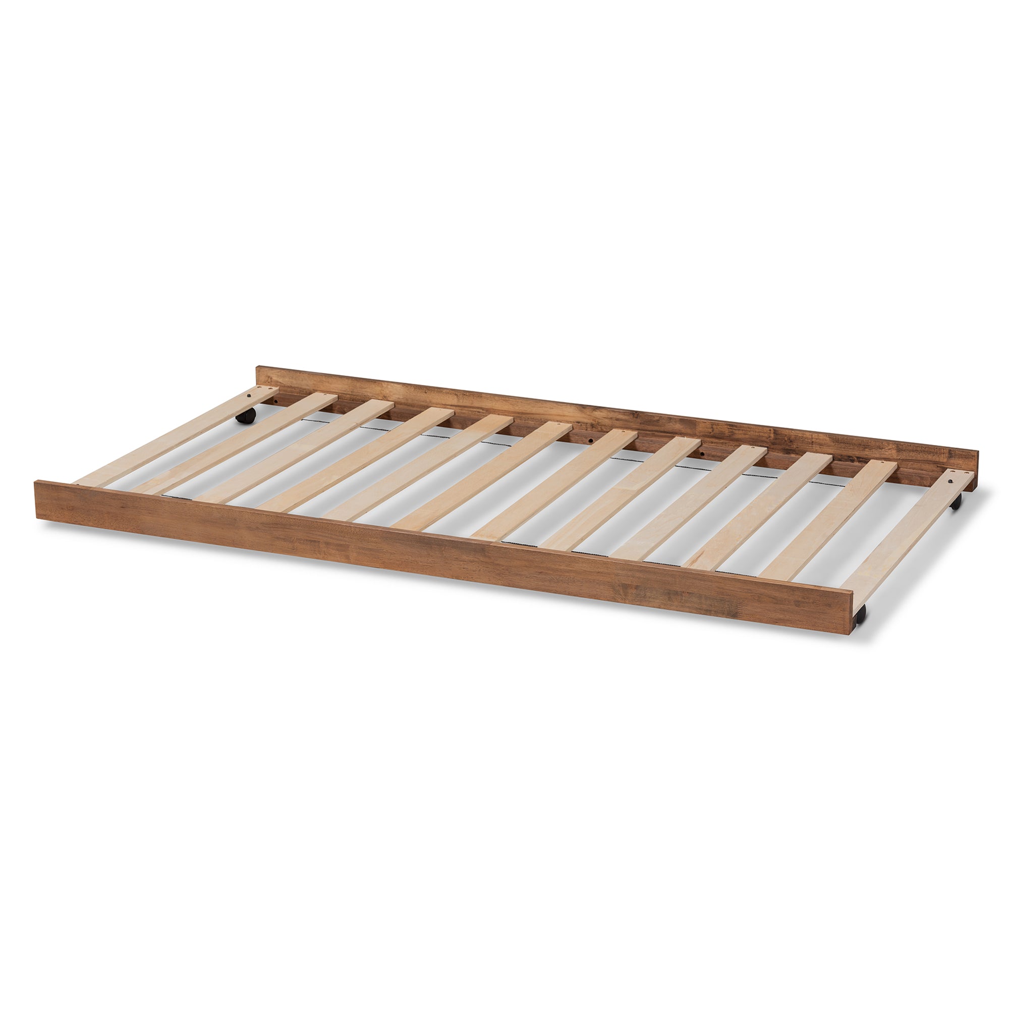 Veles Modern and Contemporary Ash Walnut Finished Twin Size Trundle Bed