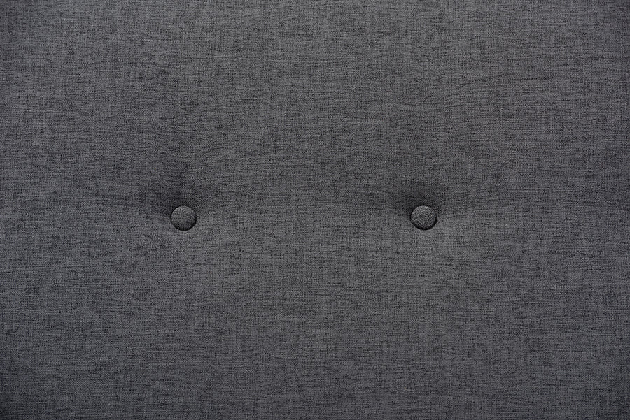 Theo Mid-Century Modern Dark Grey Fabric Upholstered Walnut Finished Bench