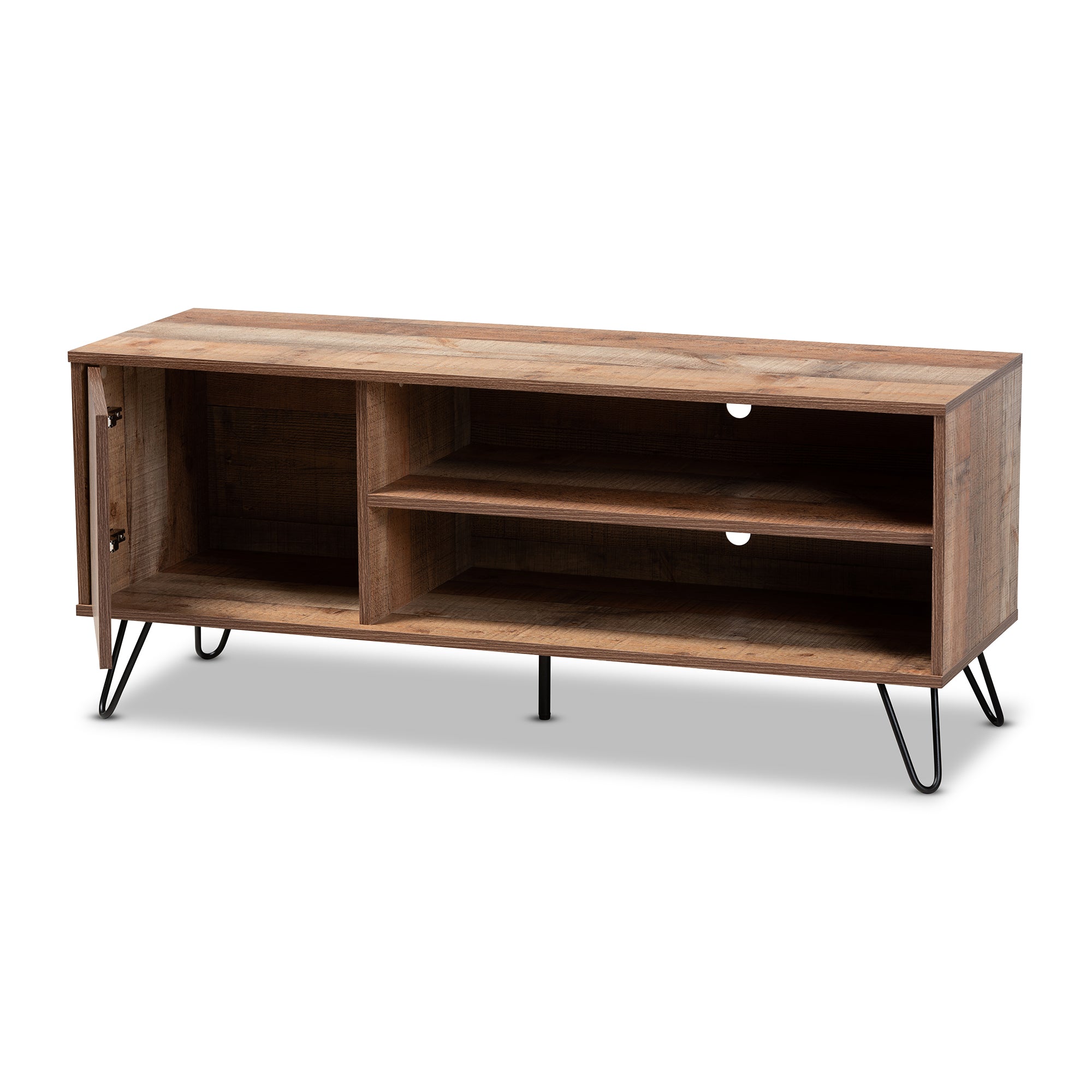 Iver Modern and Contemporary Rustic Oak Finished 1-Door Wood TV Stand