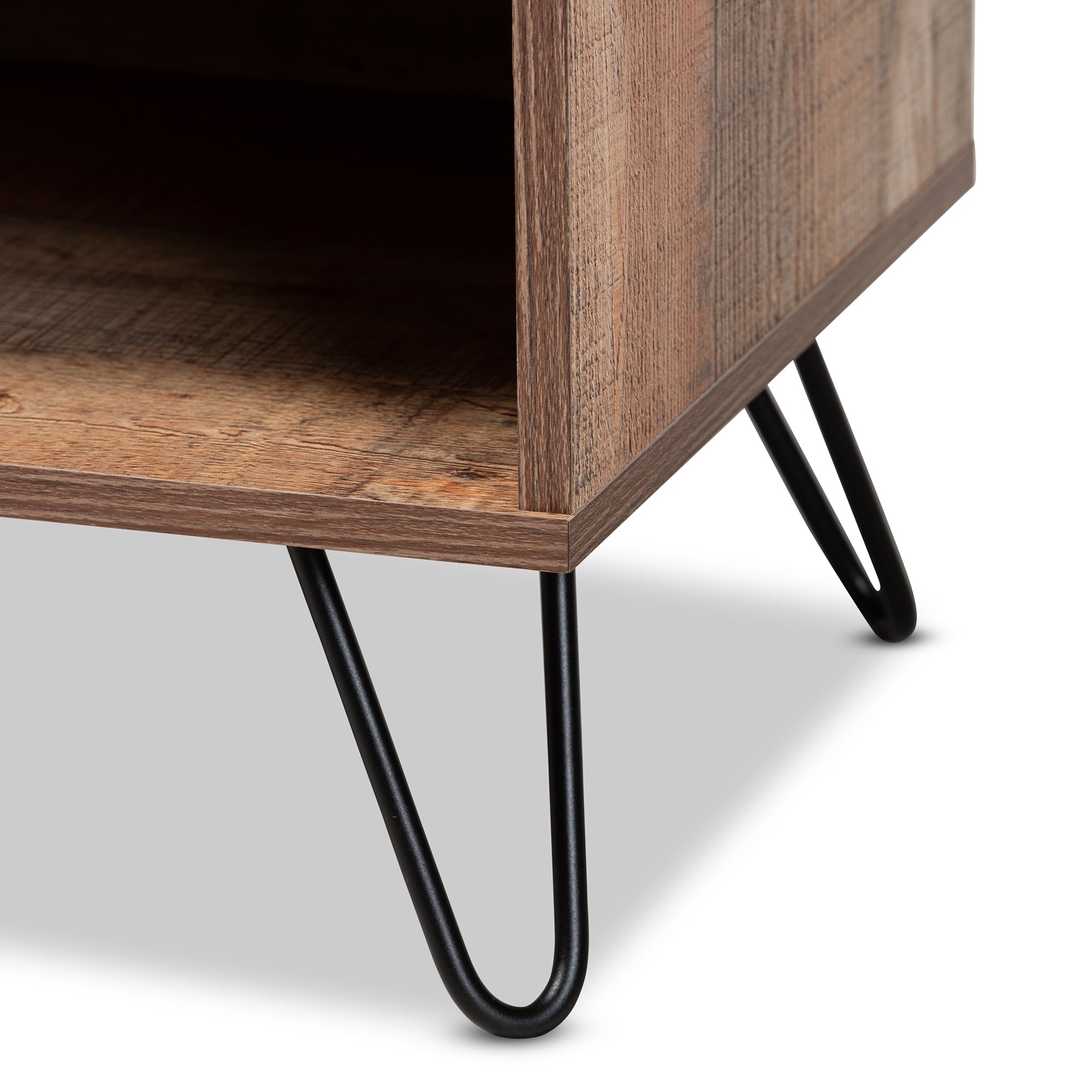 Iver Modern and Contemporary Rustic Oak Finished 1-Door Wood TV Stand