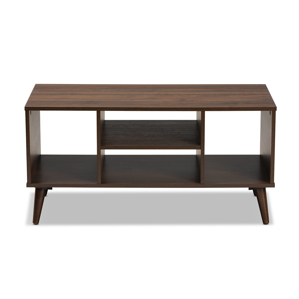 Linas Mid-Century Modern Walnut Finished Coffee Table