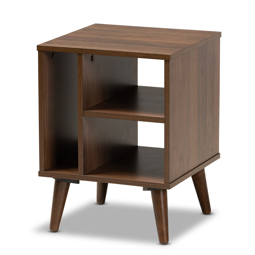 Sami Mid-Century Modern Walnut Finished Wood End Table