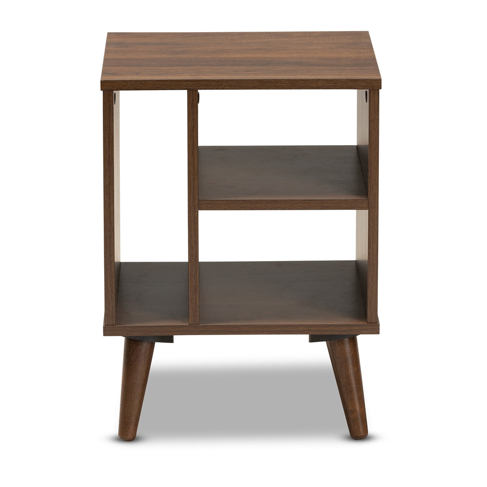 Sami Mid-Century Modern Walnut Finished Wood End Table