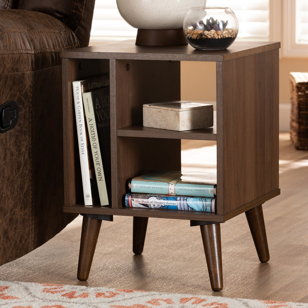 Sami Mid-Century Modern Walnut Finished Wood End Table