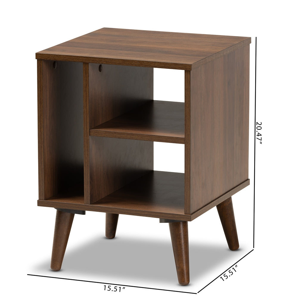 Sami Mid-Century Modern Walnut Finished Wood End Table