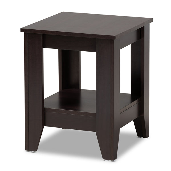 Audra Modern and Contemporary Dark Brown Finished Wood End Table