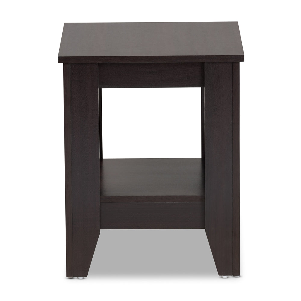 Audra Modern and Contemporary Dark Brown Finished Wood End Table