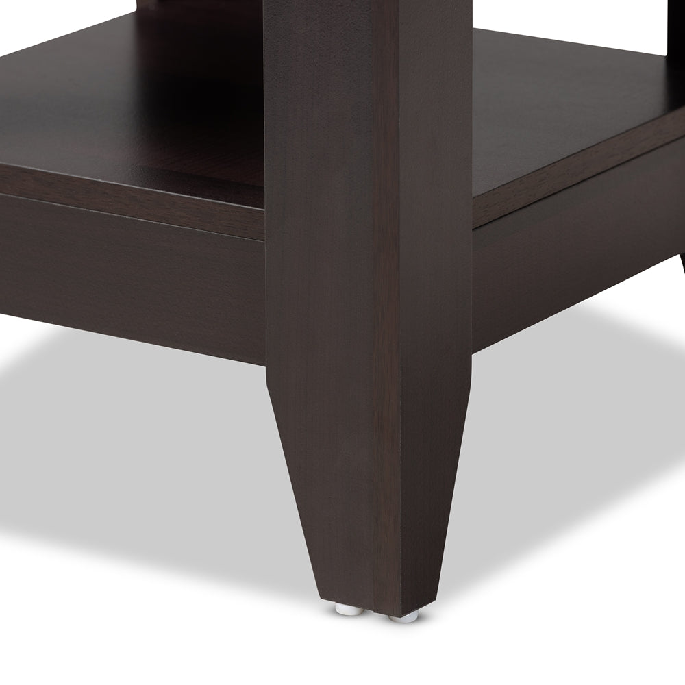 Audra Modern and Contemporary Dark Brown Finished Wood End Table