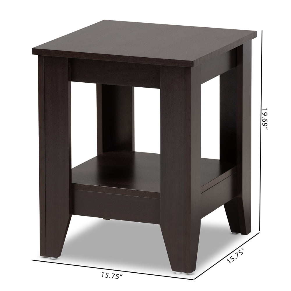 Audra Modern and Contemporary Dark Brown Finished Wood End Table