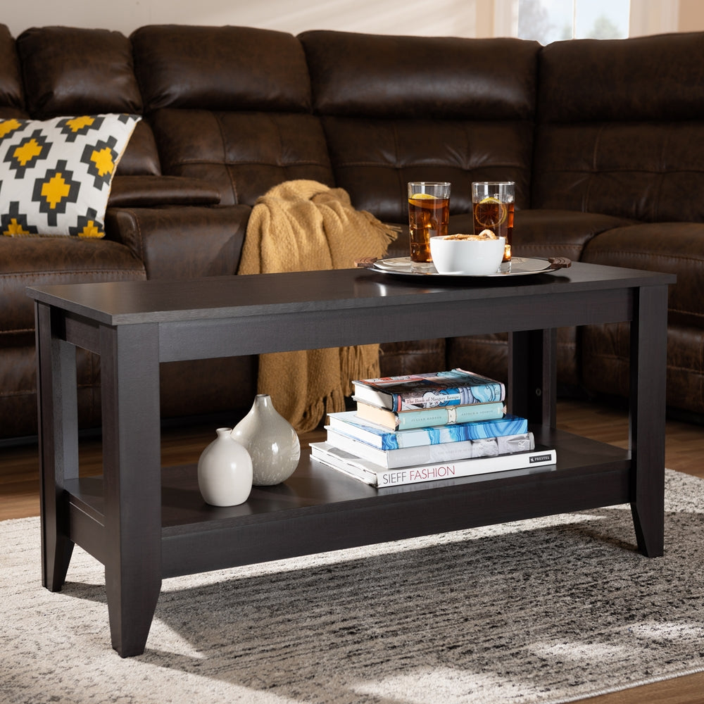 Elada Modern and Contemporary Wenge Finished Wood Coffee Table in Dark Brown