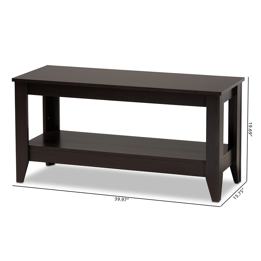 Elada Modern and Contemporary Wenge Finished Wood Coffee Table in Dark Brown