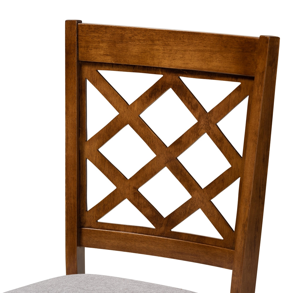 Jana Modern and Contemporary Grey Fabric Upholstered and Walnut Brown Finished Wood 5-Piece Dining Set