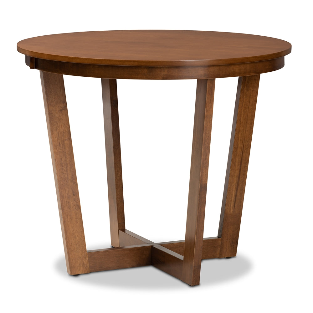 Dayna Modern and Contemporary Grey Fabric Upholstered and Walnut Brown Finished Wood 5-Piece Dining Set