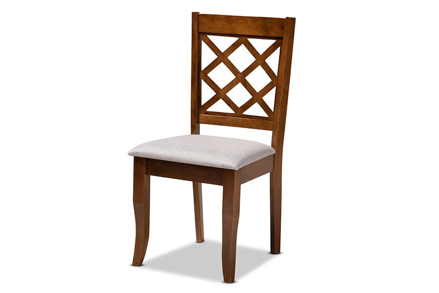 Zoe Modern and Contemporary Grey Fabric Upholstered and Walnut Brown Finished Wood 5-Piece Dining Set